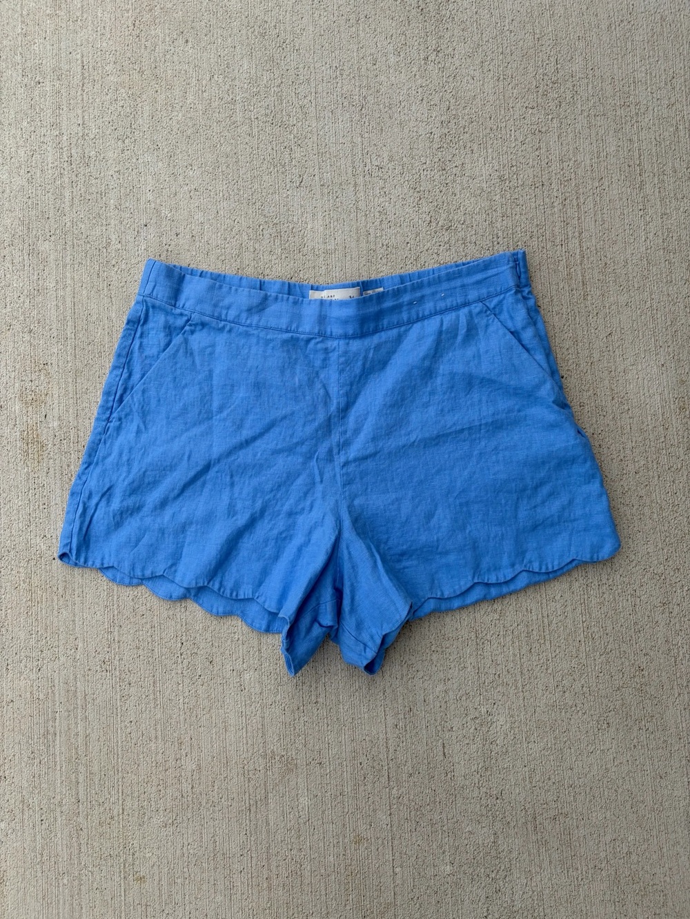 abercrombie linen scallop hem shorts coastal grandma beach vacation size 34